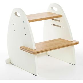 Wooden 2 Step Stool for Kids,Toddler Adjustable Triple Height Step Stool,Bamboo Bird-Shaped Design,300lbs Capacity,Ideal for Bathroom,Kitchen,Bedroom