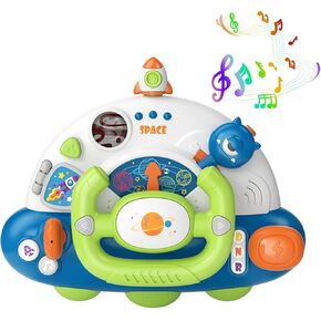 Baby Montessori Sensory Learning Travel Activities Toys with Sound Light - Baby Steering Wheel Music Toys for Babies over 1 year - Infant Newborn Shower Gifts for Toddlers 1-3 Year Old Boys Girls