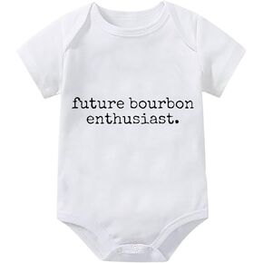 Future Bourbon Enthusiast Neutral Romper Baby Short Sleeve Boy Going Home Outfit Newborn White Clothes for Baby Bo