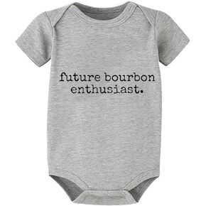 Future Bourbon Enthusiast Neutral Romper Baby Short Sleeve Boy Going Home Outfit Newborn White Clothes for Baby Bo