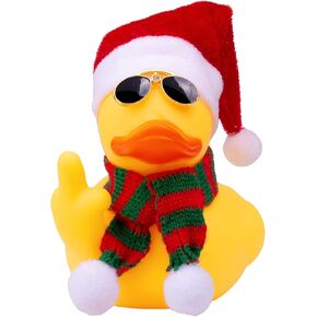 Christmas 3.15" Fun Rubber Duck Car Dashboard Decorations Yellow Duck Car Ornaments with Christmas Hat Scarf Sunglasses for Car Home for Office Accessories
