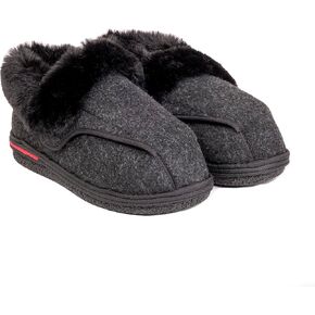 Women's Cozy Adjustable Slippers Wide Fit, Plush Faux Fur Lining, Non-Slip Sole, Comfortable House Shoes for Arthritis, Swollen Feet & Diabetes Relief