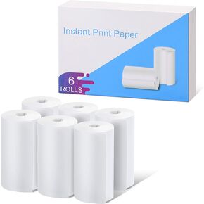Printer Paper, 6 Rolls Instant Camera Refill Print Paper, Thermal Printer Paper