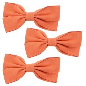 Set of Three 7 inch Denim Bow Clips for Girls - Dark Denim
