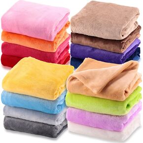 Kinlop 16 Pcs Flannel Blanket Flannel Stroller Blanket Soft and Warm Newborn Blanket Nursery Bed Blankets Blanket for Newborn Infant, Travel, 16 Colors (20 x 28 Inch)