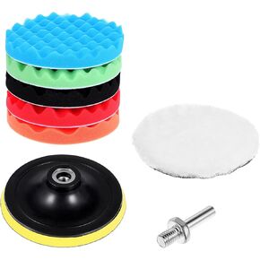 8Pcs Buffing Polishing Pads Kit, 7 Inches Large Size Buffing Pads, Car Foam Buffing Sponge Pads Kit with Backing Plate for Car Care Polisher Boat Waxing, Polishing, Sealing Glaze
