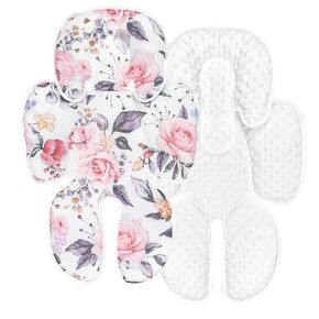 Pea Pod Summer Infant Car Seat Insert, 2 in 1 Baby Car Seat Head Body Support for Newborn Upgrade Mesh Baby Car Seat Insert Stroller Cushion for Boys Girls, Extra Soft and Breathable, Pink Floral