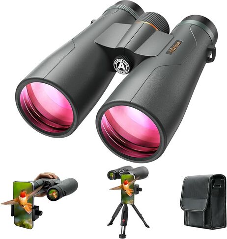 15x56 HD Binoculars for Adults High Powered with Phone Adapter and Tripod, Super Bright BAK4 Prism Waterproof Binoculars for Bird Watching Hunting Hiking Safari Travel Sports in Kuwait