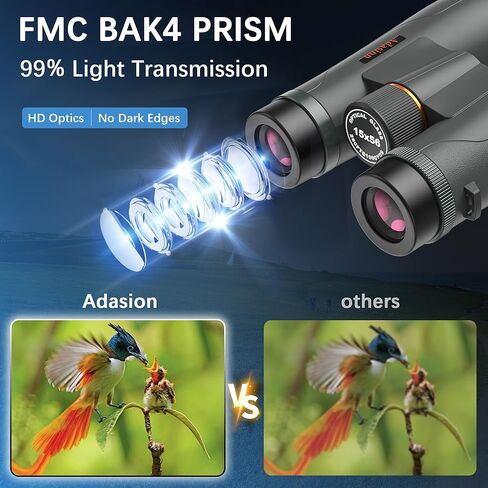 15x56 HD Binoculars for Adults High Powered with Phone Adapter and Tripod, Super Bright BAK4 Prism Waterproof Binoculars for Bird Watching Hunting Hiking Safari Travel Sports in Kuwait