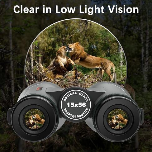 15x56 HD Binoculars for Adults High Powered with Phone Adapter and Tripod, Super Bright BAK4 Prism Waterproof Binoculars for Bird Watching Hunting Hiking Safari Travel Sports in Kuwait
