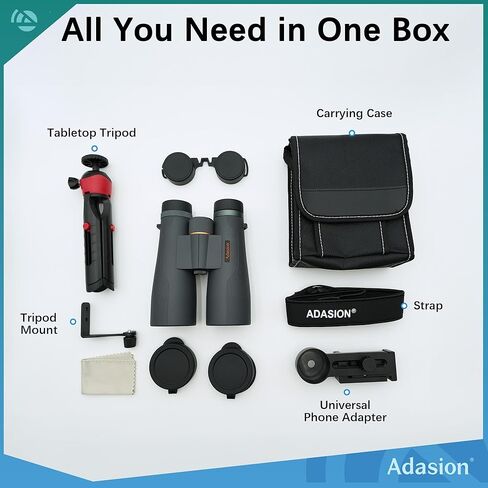 15x56 HD Binoculars for Adults High Powered with Phone Adapter and Tripod, Super Bright BAK4 Prism Waterproof Binoculars for Bird Watching Hunting Hiking Safari Travel Sports in Kuwait