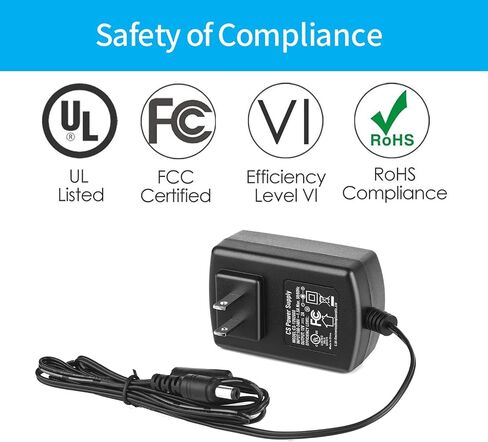 (UL Listed) 12V 2A Power Supply Adapter, AC 100-240V to DC 12V Power Supply for Security Camera, Wall Adapter for CCTV Camera LED Strip Lights Router DVR NVR, 5.5x2.1mm DC Plug Adapter in Saudi Arabia