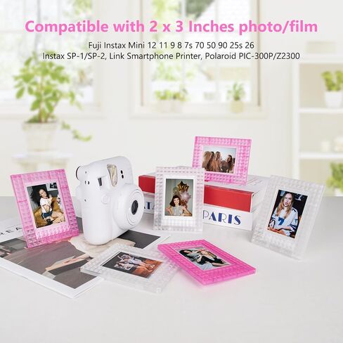 إطار صور صغير 2x3 - 6 إطارات صور بلاستيكية صغيرة متوافقة مع فيلم Fujifilm Instax/Polaroid 2 x 3 - إطار فيلم Fuji Instax - ملون in Kuwait
