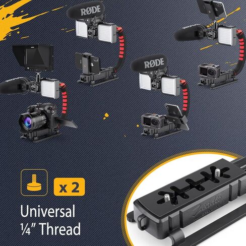 مثبت Zeadio الثلاثي للأحذية الباردة مع جهاز فيديو للهواتف الذكية لجميع كاميرات الفيديو الرقمية ذات العدسة الأحادية العاكسة (DSLR) والكاميرات الرياضية وجميع الهواتف الذكية in Kuwait