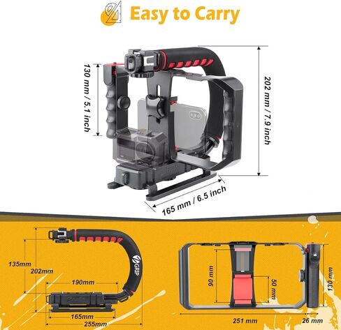 مثبت Zeadio الثلاثي للأحذية الباردة مع جهاز فيديو للهواتف الذكية لجميع كاميرات الفيديو الرقمية ذات العدسة الأحادية العاكسة (DSLR) والكاميرات الرياضية وجميع الهواتف الذكية in Kuwait