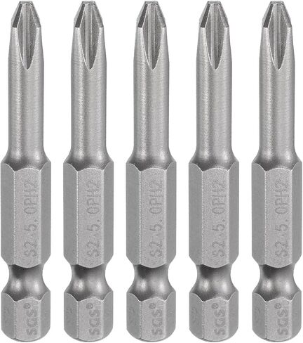 HARFINGTON 5pcs #2 Phillips Screwdriver Bit PH2 1/4" Hex Shank 2" (50mm) Long Magnetic S2 Steel Industrial Grade Screw Driver Bit Cross Head Electric Drill Bits 0.197" (5mm) Rod in Saudi Arabia