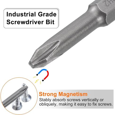 HARFINGTON 5pcs #2 Phillips Screwdriver Bit PH2 1/4" Hex Shank 2" (50mm) Long Magnetic S2 Steel Industrial Grade Screw Driver Bit Cross Head Electric Drill Bits 0.197" (5mm) Rod in Saudi Arabia