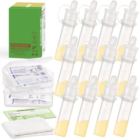 haakaa Silicone Colostrum Collector Set Ready-to-Use Silicone Colostrum Collector Reusable to Collect, Feed & Store, with 2 Clear Storage Cases & 2 White Cotton Wipe (0.1oz/4ml, 12 PK) in Saudi Arabia
