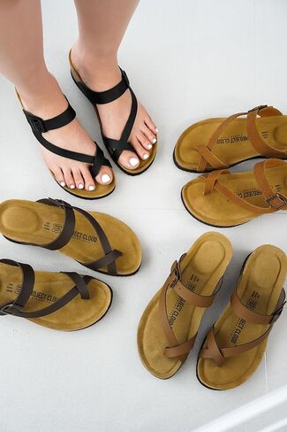 Project Cloud 100% Genuine Leather Womens Sandals Wedges & Beach Essentials, Memory Foam Summer Sandals, Non-Slip Platform Sandals Women, Open Toe Strappy Sandals for Women 2024 (Bailey, Black, 7) in Kuwait