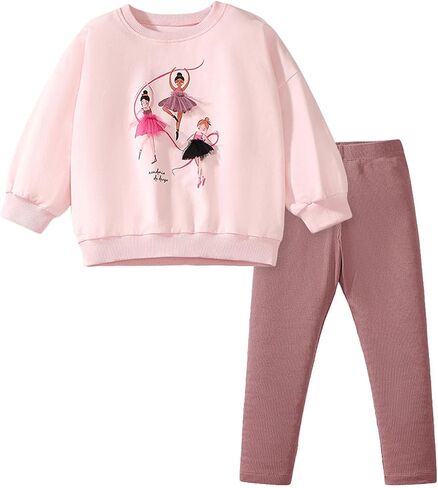 Toddler Girls Sweatshirt and Leggings Set Long Sleeve Top Pants Fall Outfits Winter Clothes Set in Saudi Arabia