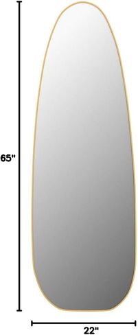 Full Length Mirror 22" x 65" Irregular Floor Length Mirror with Stand, Wall Mirror Rocket Shaped for Living Room, Bathroom, Entryway and Cloakroom, Black Aluminum Frame in Saudi Arabia
