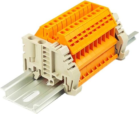 Dinkle Assembly DK2.5N-BR 10 Gang Box Connector DIN Rail Terminal Blocks, 12-22 AWG, 20 Amp, 600 Volt Separate Circuits Brown in Saudi Arabia