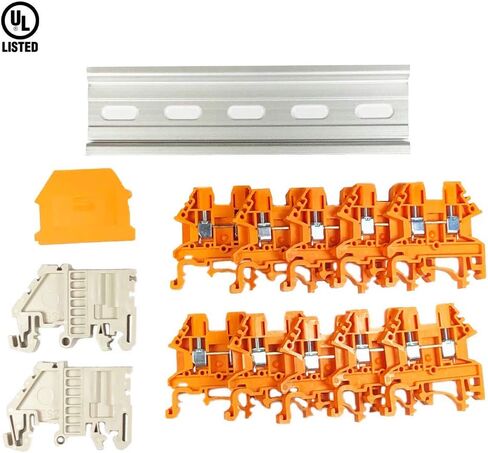 Dinkle Assembly DK2.5N-BR 10 Gang Box Connector DIN Rail Terminal Blocks, 12-22 AWG, 20 Amp, 600 Volt Separate Circuits Brown in Saudi Arabia