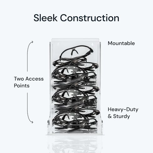 SimplyImagine Safety Glasses Dispenser - Acrylic Holder for Protective Eyewear, Stand or Wall Mount, Use in Hard Hat, Industrial, Dental, Lab Setting - Shoe Cover, Hairnet, Goggle Storage for Visitors in Kuwait