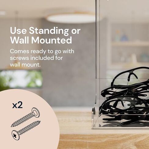 SimplyImagine Safety Glasses Dispenser - Acrylic Holder for Protective Eyewear, Stand or Wall Mount, Use in Hard Hat, Industrial, Dental, Lab Setting - Shoe Cover, Hairnet, Goggle Storage for Visitors in Kuwait