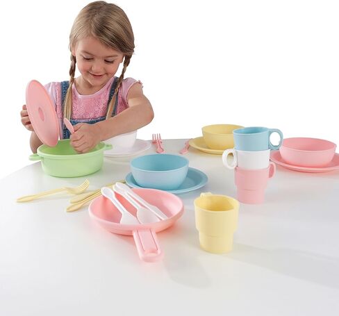 KidKraft Nantucket Wooden Table with Bench and 2 Chairs, Multicolored, Children's Furniture - Pastel, Gift for Ages 3-8 in Saudi Arabia