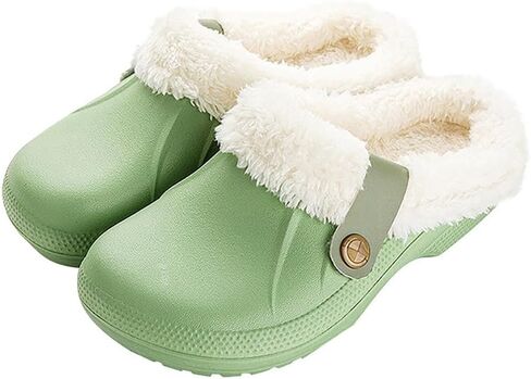 Unisex Winter Fur Lined Clogs Shoes Cushioned Fleece Clogs Indoor Outdoor Fuzzy Slippers Comfy Memory Foam Fluffy Lined Clogs Garden Waterproof Mules in Saudi Arabia