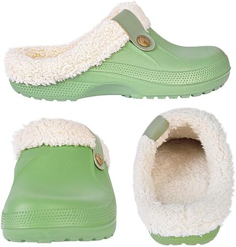 Unisex Winter Fur Lined Clogs Shoes Cushioned Fleece Clogs Indoor Outdoor Fuzzy Slippers Comfy Memory Foam Fluffy Lined Clogs Garden Waterproof Mules in Saudi Arabia