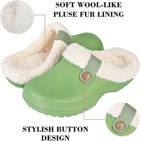 Unisex Winter Fur Lined Clogs Shoes Cushioned Fleece Clogs Indoor Outdoor Fuzzy Slippers Comfy Memory Foam Fluffy Lined Clogs Garden Waterproof Mules in Saudi Arabia