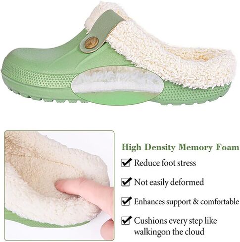 Unisex Winter Fur Lined Clogs Shoes Cushioned Fleece Clogs Indoor Outdoor Fuzzy Slippers Comfy Memory Foam Fluffy Lined Clogs Garden Waterproof Mules in Saudi Arabia