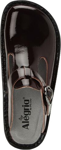 قبقاب نسائي من الجلد المريح الكلاسيكي باللون الأسود الكرزي من Alegria مقاس 5-5.5 M US in Kuwait