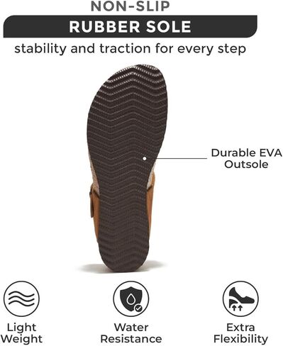 Project Cloud 100% Genuine Leather Womens Sandals Wedge Arizona Sandals Women - Memory Foam Wedges Heels for Women, Non Slip Platform Sandals Women - Sandals for women 2024 (Belize, Chestnut, 10) in Kuwait