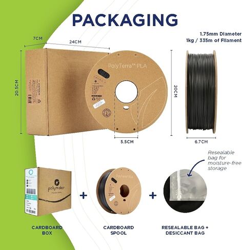 Polymaker Matte PLA Filament 1.75mm Black، 1.75 PLA خيوط الطابعة ثلاثية الأبعاد 1 كجم - PolyTerra 1.75 PLA Filament Black Matte خيوط الطباعة ثلاثية الأبعاد (1 شجرة مزروعة) in Kuwait