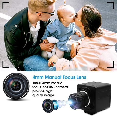 كاميرا بـ USB كاميرا ويب 2 ميجابكسل كاملة الوضوح 1080 بكسل بـ USB لنظام التشغيل Windows/Linux/Raspberry Pi، عدسة تركيز يدوية 4 مم، كاميرا بـ USB in Kuwait