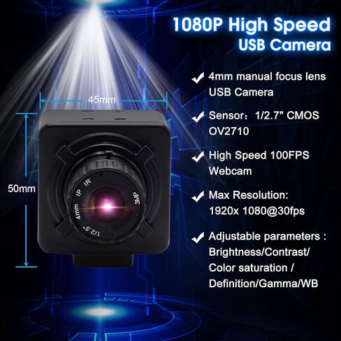 كاميرا بـ USB كاميرا ويب 2 ميجابكسل كاملة الوضوح 1080 بكسل بـ USB لنظام التشغيل Windows/Linux/Raspberry Pi، عدسة تركيز يدوية 4 مم، كاميرا بـ USB in Kuwait