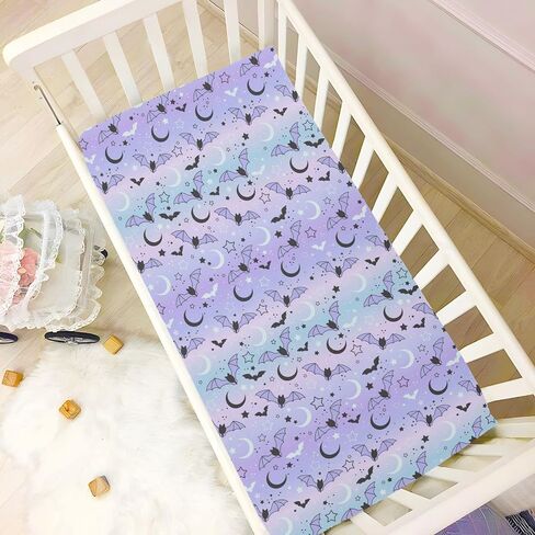 Fitted Crib Sheets for Boys Girls, Bats on The Starry Sky Soft Breathable Mattress Cover for Standard Crib & Toddler Bed Mattress, 52 * 28 in. in Saudi Arabia