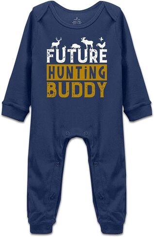 DOQOSESHY Little Hunter Future Hunting Buddy Infant Girl Boy Bodysuit 0-24M Baby Rompers, 3 Months, Long Sleeve-white in Kuwait