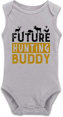 DOQOSESHY Little Hunter Future Hunting Buddy Infant Girl Boy Bodysuit 0-24M Baby Rompers, 3 Months, Long Sleeve-white in Kuwait