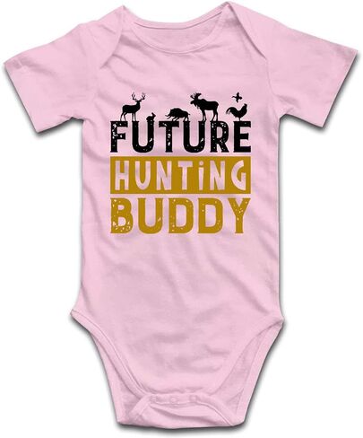 DOQOSESHY Little Hunter Future Hunting Buddy Infant Girl Boy Bodysuit 0-24M Baby Rompers, 3 Months, Long Sleeve-white in Kuwait