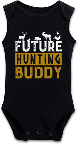 DOQOSESHY Little Hunter Future Hunting Buddy Infant Girl Boy Bodysuit 0-24M Baby Rompers, 3 Months, Long Sleeve-white in Kuwait