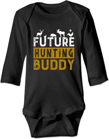 DOQOSESHY Little Hunter Future Hunting Buddy Infant Girl Boy Bodysuit 0-24M Baby Rompers, 3 Months, Long Sleeve-white in Kuwait