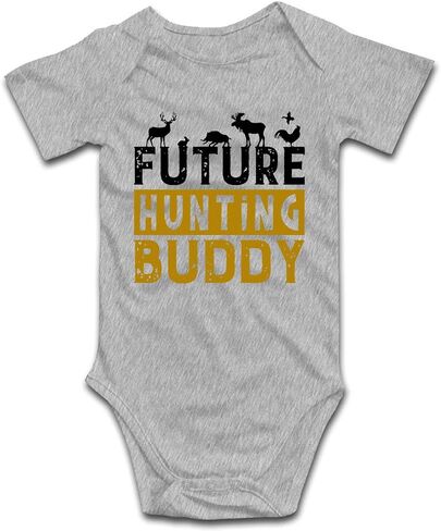 DOQOSESHY Little Hunter Future Hunting Buddy Infant Girl Boy Bodysuit 0-24M Baby Rompers, 3 Months, Long Sleeve-white in Kuwait