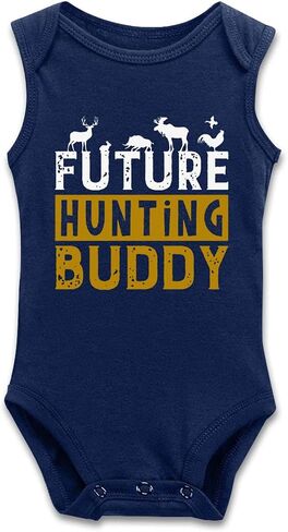 DOQOSESHY Little Hunter Future Hunting Buddy Infant Girl Boy Bodysuit 0-24M Baby Rompers, 3 Months, Long Sleeve-white in Kuwait