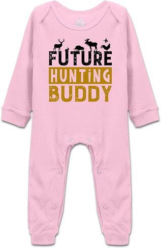 DOQOSESHY Little Hunter Future Hunting Buddy Infant Girl Boy Bodysuit 0-24M Baby Rompers, 3 Months, Long Sleeve-white in Kuwait