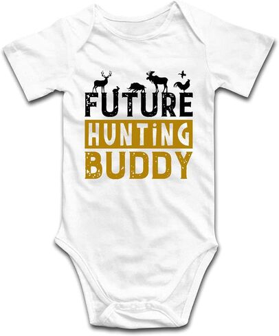 DOQOSESHY Little Hunter Future Hunting Buddy Infant Girl Boy Bodysuit 0-24M Baby Rompers, 3 Months, Long Sleeve-white in Kuwait