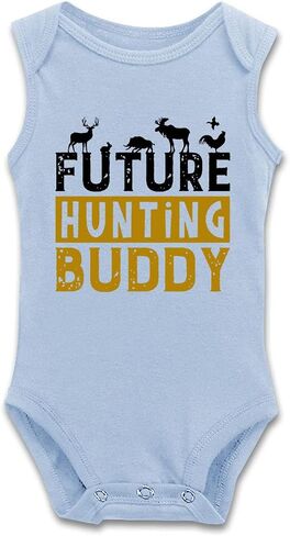 DOQOSESHY Little Hunter Future Hunting Buddy Infant Girl Boy Bodysuit 0-24M Baby Rompers, 3 Months, Long Sleeve-white in Kuwait